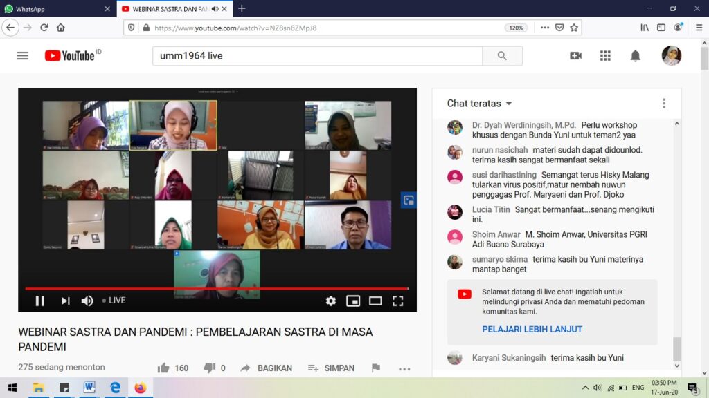 Webinar Seri #1, Sastra Masa Pandemi Menembus Emosi dan Imajinasi