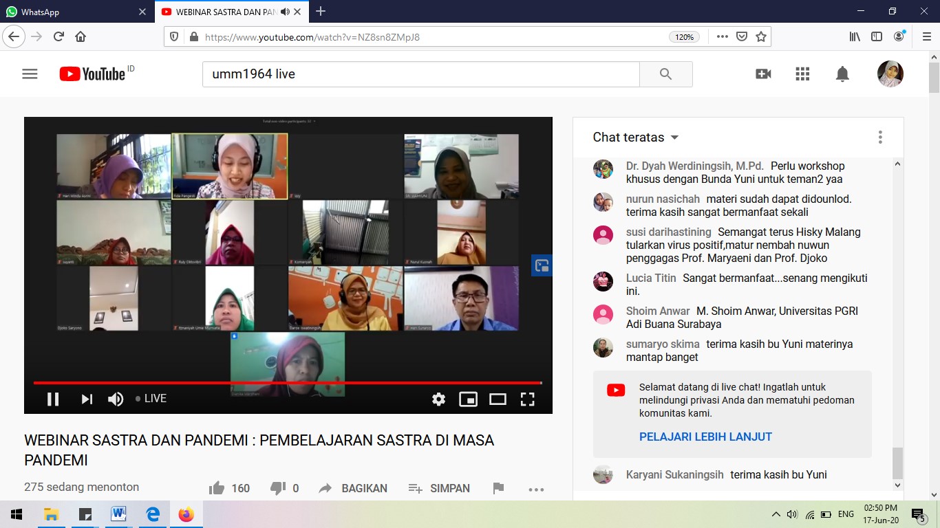 Webinar Seri #1, Sastra Masa Pandemi Menembus Emosi dan Imajinasi