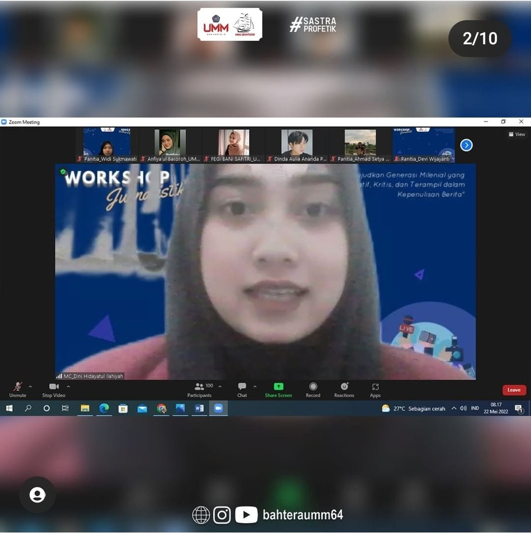 Workshop Jurnalistik PBI UMM: Mendorong Mahasiswa PBI dan Masyarakat Luas Mampu berpikir Kritis, Kreatif, dan Terampil.