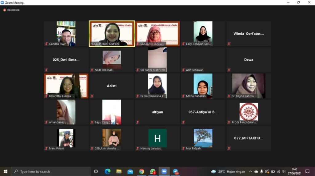 GELAR PENGANUGERAHAN PEMENANG LOMBA, PRODI PENDIDIKAN BAHASA INDONESIA UMM APRESIASI KERATIVITAS SISWA SMA SE-INDONESIA