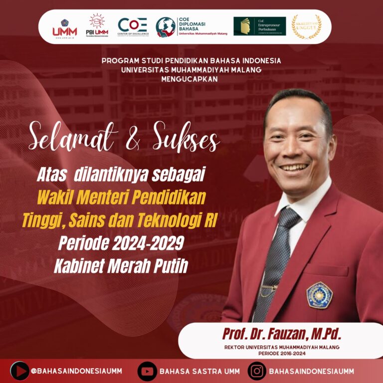 Prof. Dr. Fauzan, M.Pd., Dosen PBI FKIP UMM, Dilantik sebagai Wakil Menteri Riset, Pendidikan Tinggi, Sains, dan Teknologi